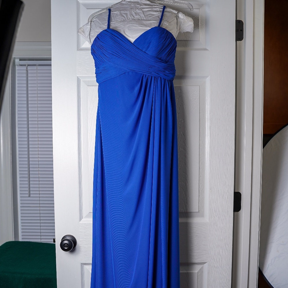 Blue Dress Floor Length Empire Waist Prom Bridesmaid